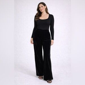 Antonio Melani High Rise Black Velvet Wide Leg Cherry On Top Alma NWT Pants 2